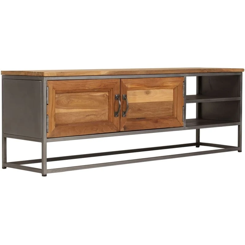 Image of vidaXL Recycled Teak and Steel TV Cabinet 120x30x40cm Entertainment Centre