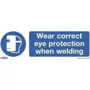 Image of SS54V1 Mandatory Safety Sign - Wear Eye Protection When Welding - Self-Adhesive Vinyl - Sealey