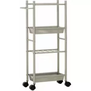 Image of Premier Housewares 4 Tier Brush Nickel Trolley with 2 Baskets