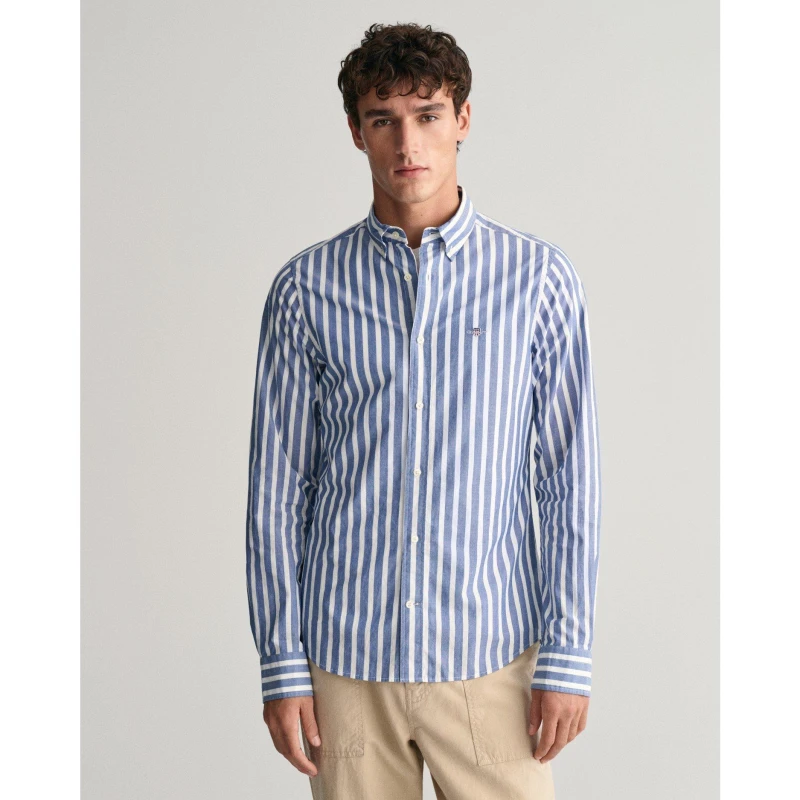Image of Gant REG WIDE POPLIN STRIPE SHIRT COLLEG - Blue Blue S