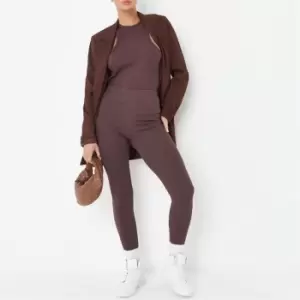 Image of Missguided Rib Leggings - Brown