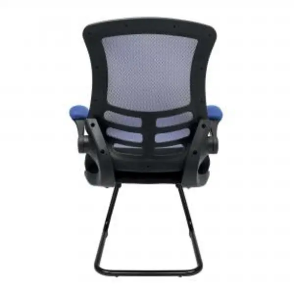 Image of Luna Nautilus Designs Luna Designer High Back Two Tone Mesh Cantilever Visitor Chair With Folding Arms and Black Shell Blue/Black - BCM/T1302V/BL BCM/