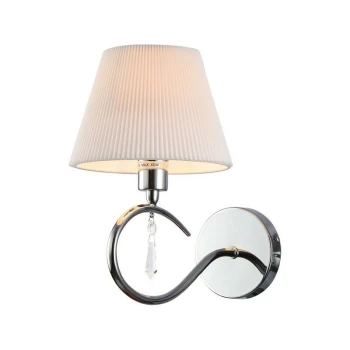 Image of Maytoni Lighting - Talia Wall Lamp Nickel with White Tapered Shade, 1 Light, E14