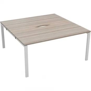 Image of 2 Person Double Bench Desk 1200X800MM Each - White/Grey Oak