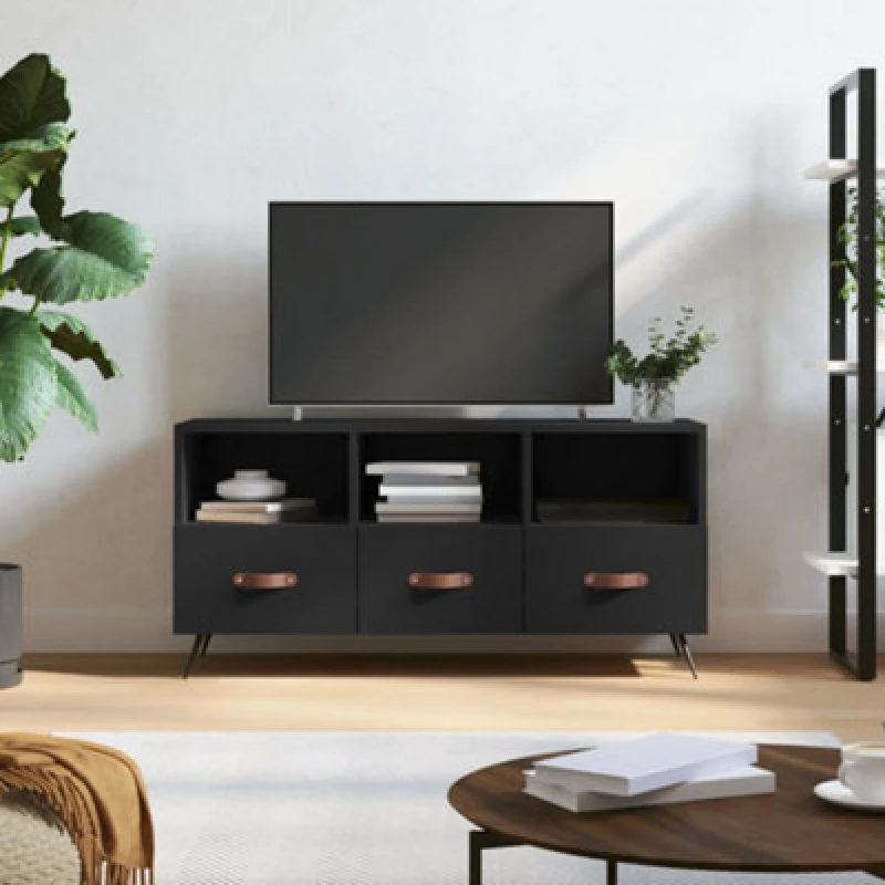 Image of Vidaxl TV Cabinet Black 102X36X50 Cm Engineered Wood