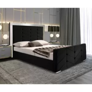 Image of Marisa Upholstered Beds - Plush Velvet, Small Double Size Frame, Black - Black