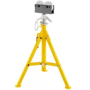 Image of VEVOR Foldable Pipe Jack Stand Height Adjustment 32" to 55In, Roller Head Pipe Stand 4500Lbs/2 Tons Capacity for Pipe Threading, Pipe Hole Cutting