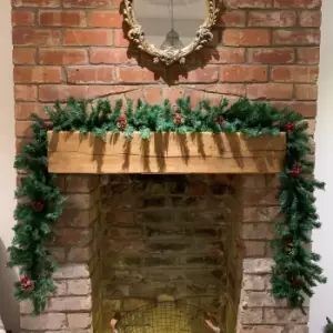 Image of Premier 270cm (9ft) Christmas Garland Decoration With Red Berries & Cones