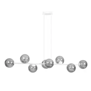 Image of Rossi White Globe Pendant Ceiling Light with Graphite Glass Shades, 8x E14