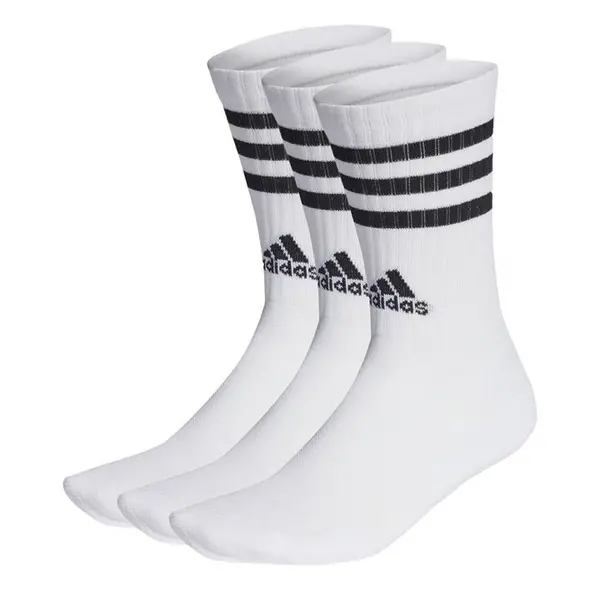 Image of adidas Cushioned 3 Stripe Crew Sock 3 Pack Ladies 6.5 - 8 Black 41315203050