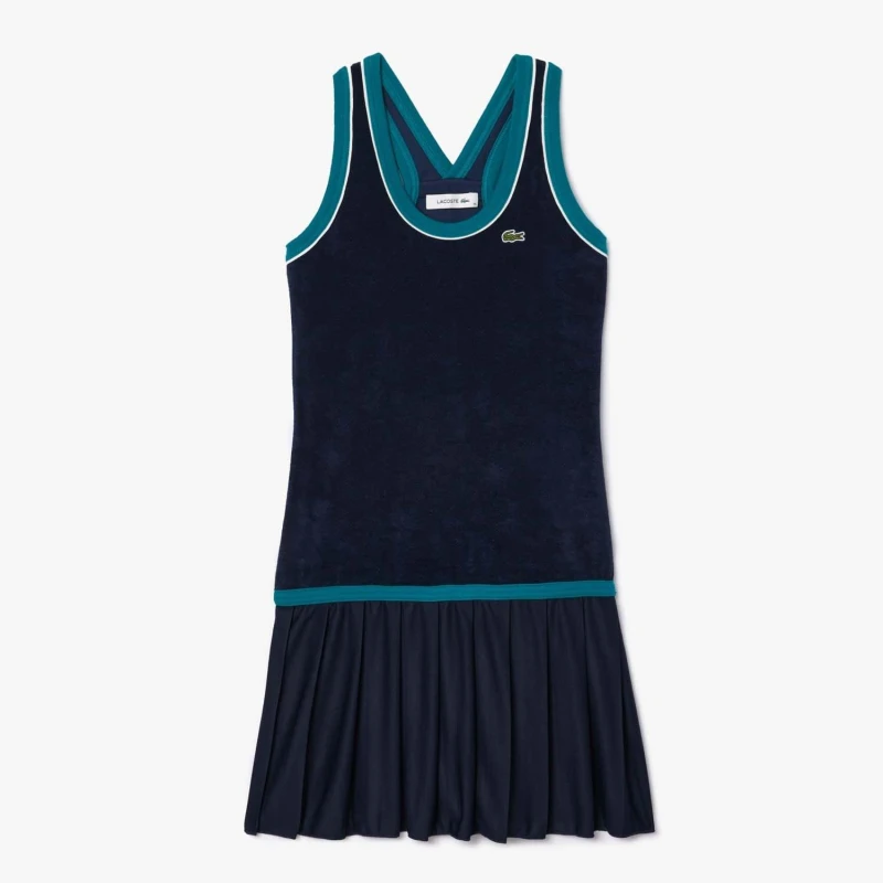 Image of Lacoste Slim-Fit Cross Back Terry Dress Blue female 12
