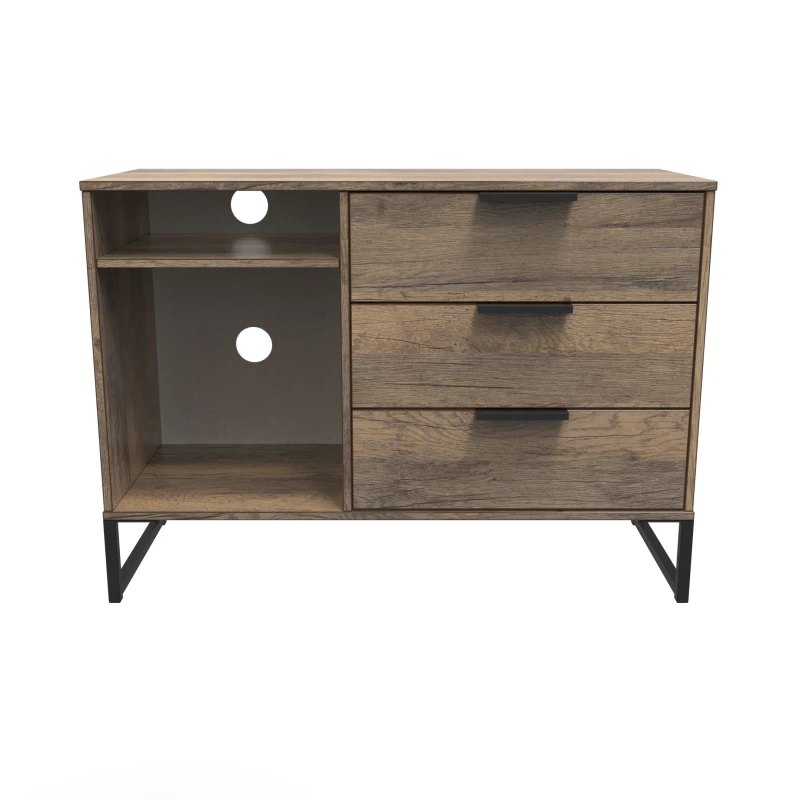 Image of Ready Assembled 2 U Fuji 3 Drawer TV Unit (Ready Assembled) in Dark Brown Dark Brown Unisex