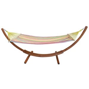 Image of Charles Bentley Multi Coloured Hammock With Wooden Arc Stand