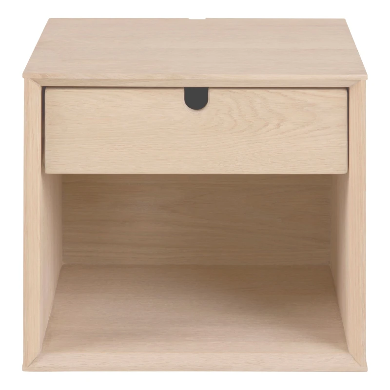 Image of Furniture To Go Century 1 Drawer Wall Mounted Bedside Table in White Oak in Light Brown Size: A Light Brown Unisex A