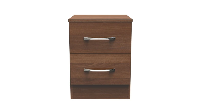 Image of Welcome Furniture Ready Assembled Coventry 2 Drawer Bed Cabinet Noche Walnut, Brown AVN005N