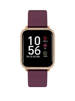 Image of Reflex Active Series 6 Smartwatch With Colour Touch Screen & Stone Set Case with Up To 7 Day Battery Life, Burgundy, Women