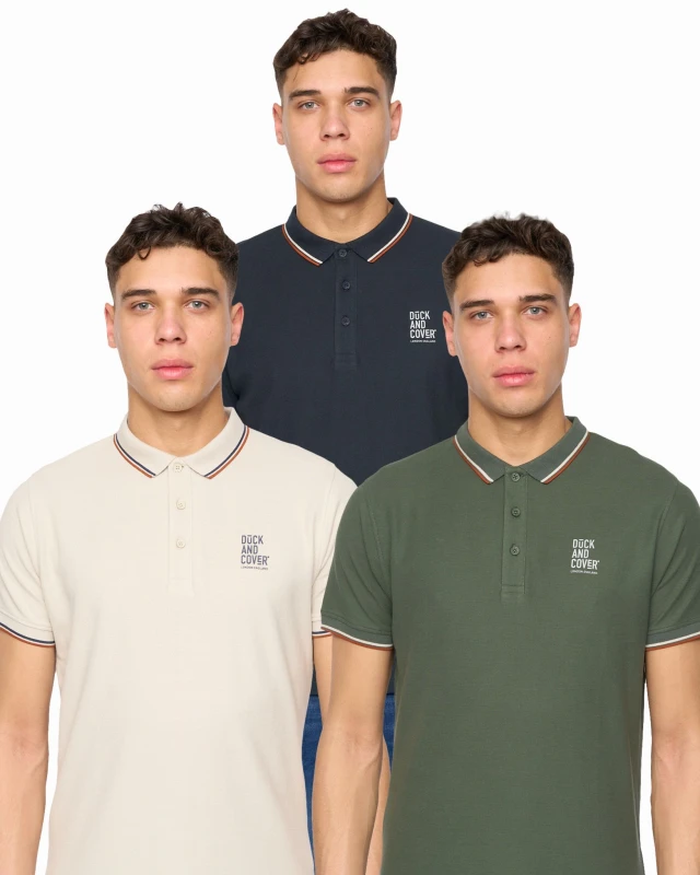 Image of Duck&Cover Mens Melports Polo 3pk Size: Medium Multicolor Male M