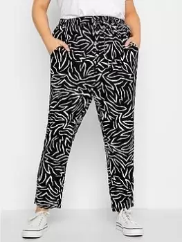 Image of Yours Clothing Spun Viscose Zebra Print Jogger, Black, Size 30-32, Women