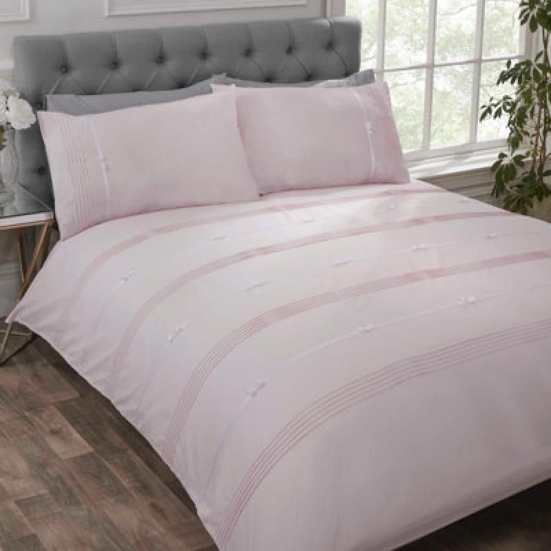Image of Rapport Home Clarissa Polycotton Duvet Set With Pillowcase Super King Size (Blush)