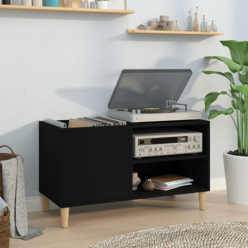 Image of VIDAXL Record Cabinet Black 84.5x38x48cm Engineered Wood Vidaxl 8720845878481