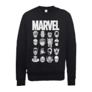 Image of Marvel Multi Heads Mens Black Sweatshirt - XL - Black