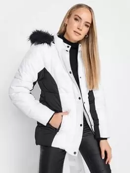 Image of Long Tall Sally Mono Colourblock Padded Coat, Black, Size 14, Women