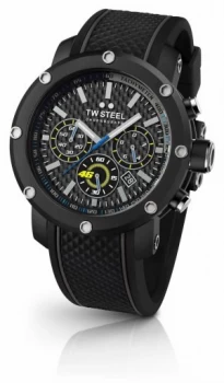 Image of TW Steel Mens Black Rubber Strap Black Chronograph Dial Watch