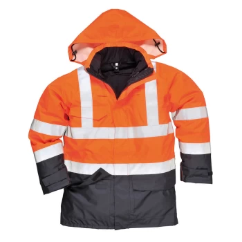 Image of Biz Flame Hi Vis Flame Resistant Rain Multi Protection Jacket Orange / Navy S