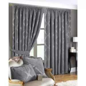 Image of Riva Home Winchester Pencil Pleat Curtains (66x72 (168x183cm)) (Silver)