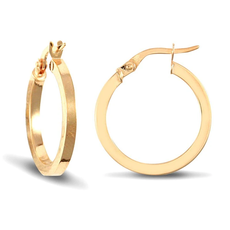Image of Jewelco London 9ct Gold Square Tube 2mm Hoop Earrings 20mm - JER673B Gold female
