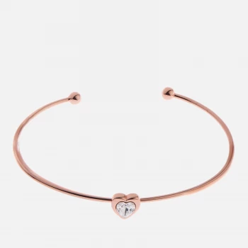 Image of Ted Baker Womens Hasina Swarovski Crystal Heart Ultra Fine Cuff - Rose Gold/Crystal