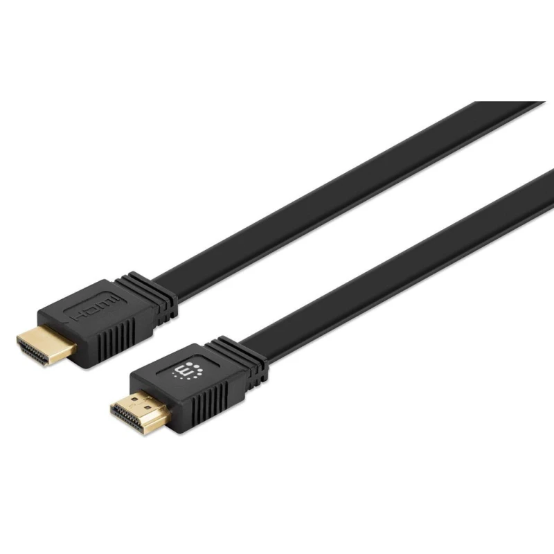 Image of Manhattan Manhattan HDMI Cable HDMI-A plug, HDMI-A plug 0.50 m Black 355599 4K UHD, double shielding, ribbon, Flat HDMI cable 355599