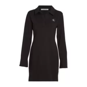 Image of Calvin Klein Jeans Collar Label Rib Dress - Black