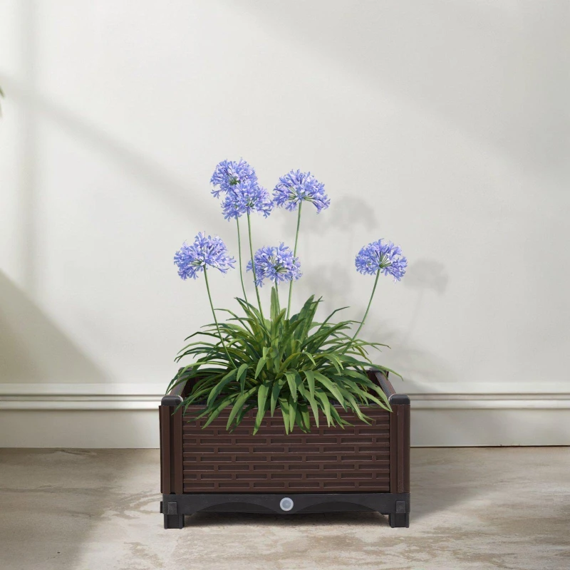 Image of LIFE IDEAS 2pcs Plastic Raised Garden Bed Planter Box Brown/Black unisex 2pcs