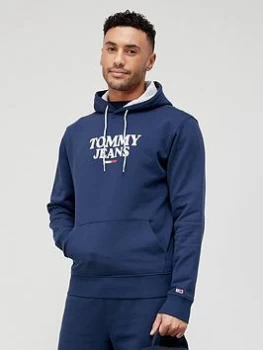 Image of Tommy Jeans Overhead Hoodie - Twilight Navy, Twilight Navy, Size L, Men