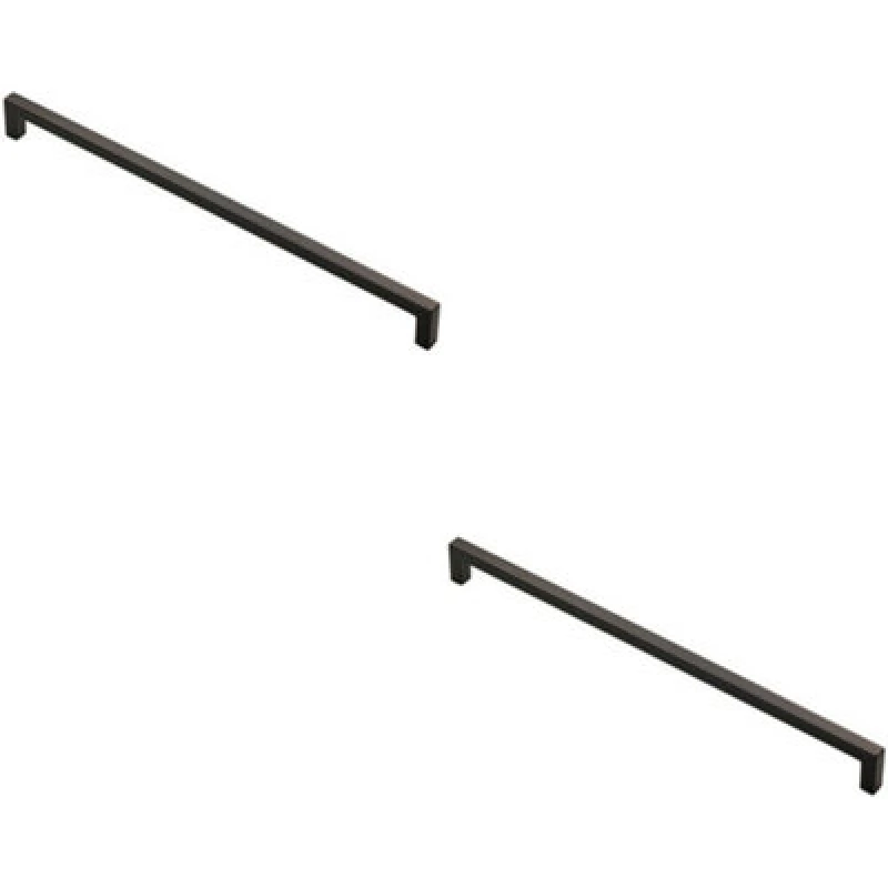 Image of Loops 2x Square Block Handle Pull Handle 330 x 10mm 320mm Fixing Centres Matt Black unisex