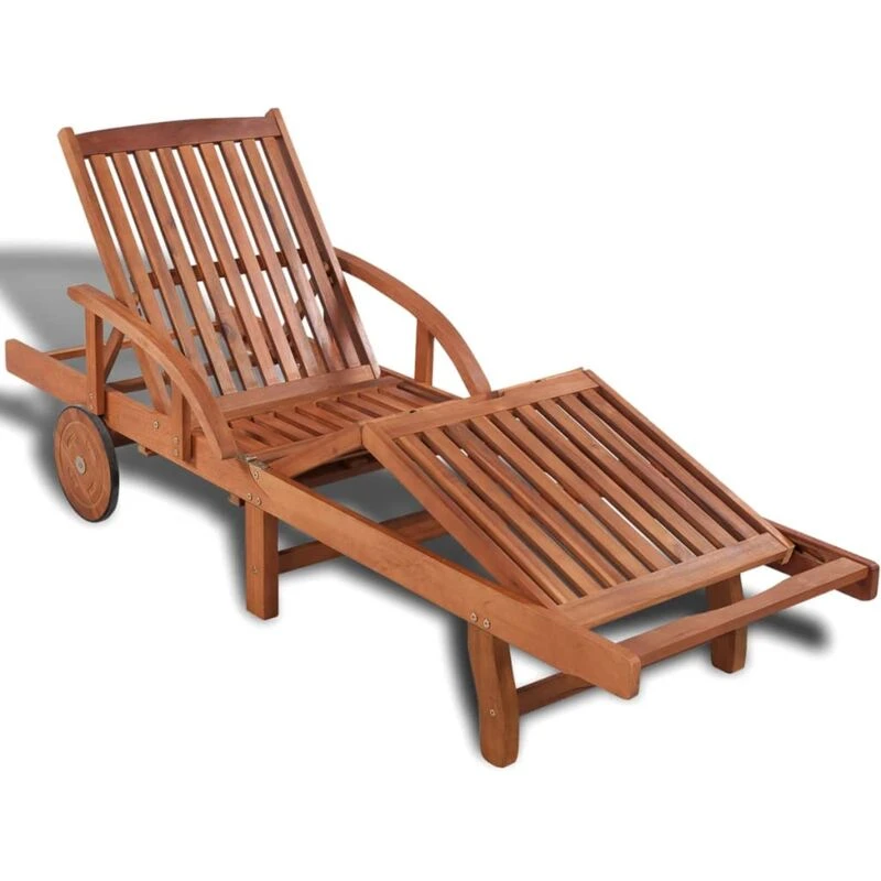 Image of vidaXL Solid Acacia Wood Sun Lounger 200x68x83cm Outdoor Chaise Lounge Bed