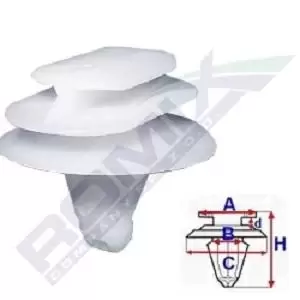 Image of ROMIX Clip, trim-/protection strip C10098 RENAULT,CLIO II (BB0/1/2_, CB0/1/2_),Scenic III (JZ0/1_),CLIO II Kasten (SB0/1/2_),Thalia I (LB_)