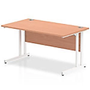 Image of Impulse 1400/800 Rectangle White Cantilever Leg Desk Beech