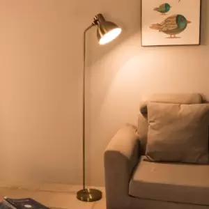 Image of Floor Lamp for Living Room, Bowl Shade, On/Off Switch, ECP Plug, Reading Light, Simple Design, Antique Bronze Finish, E27 Bulb Cap