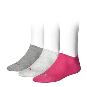 Image of Puma Sneaker Invisible Socks (3 Pairs) 2.5-5 Pink/Grey/Charcoal