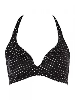 Image of Freya Pier polka halterneck bikini top Black