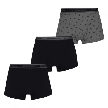 Image of Emporio Armani 3 Pack Waistband Print Mix Trunks Black Size S Men
