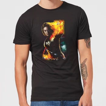 Image of Captain Marvel Galactic Shine Mens T-Shirt - Black - 5XL