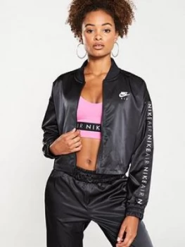 Image of Nike NSW Air Satin Track Top - Black, Size XL, Women