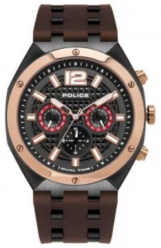 Image of Police Mens Kediri Brown Rubber Strap Watch