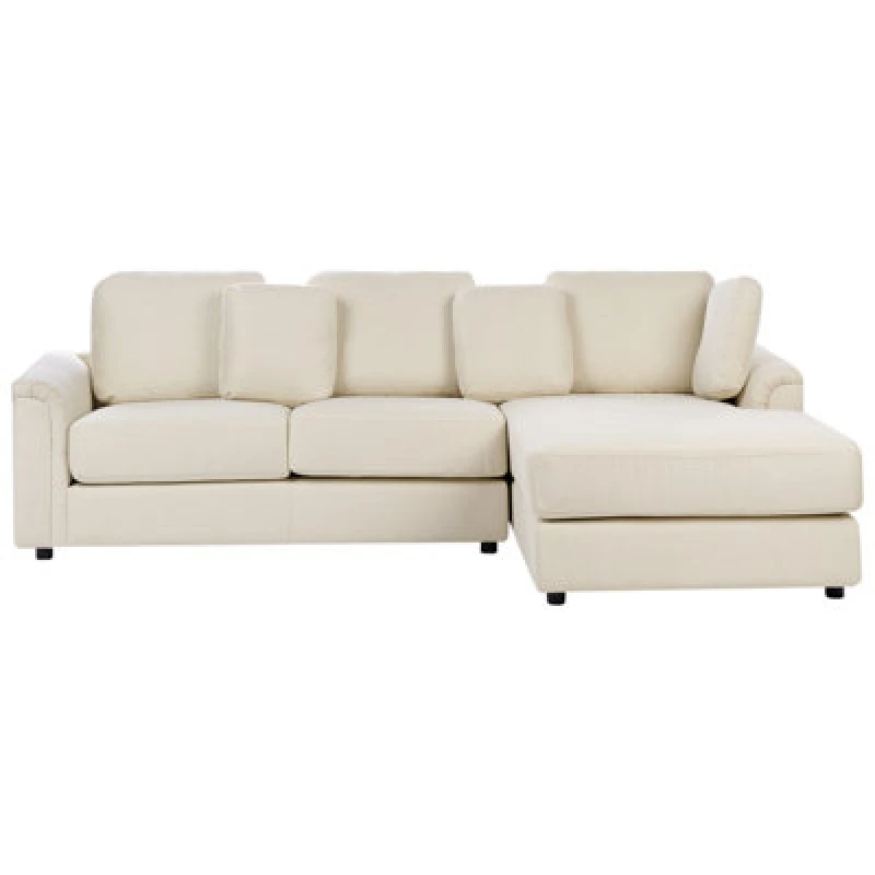 Image of Beliani Corner Sofa 4 Seater Kohlo Fabric Light Beige Left Hand