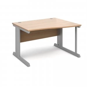 Image of Vivo Right Hand Wave Desk 1200mm - Silver Frame Beech Top