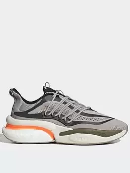 Image of adidas Sportswear Alphaboost V1 Boost Lifestyle Running Trainers - Grey/Orange, Grey/Orange, Size 10, Men