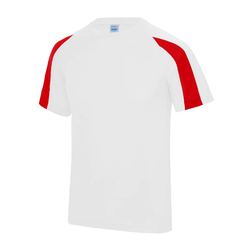 Image of Just Cool Just Cool Men Contrast Cool Sports Plain T-Shirt in White Size: Small White S Male 5055747891683